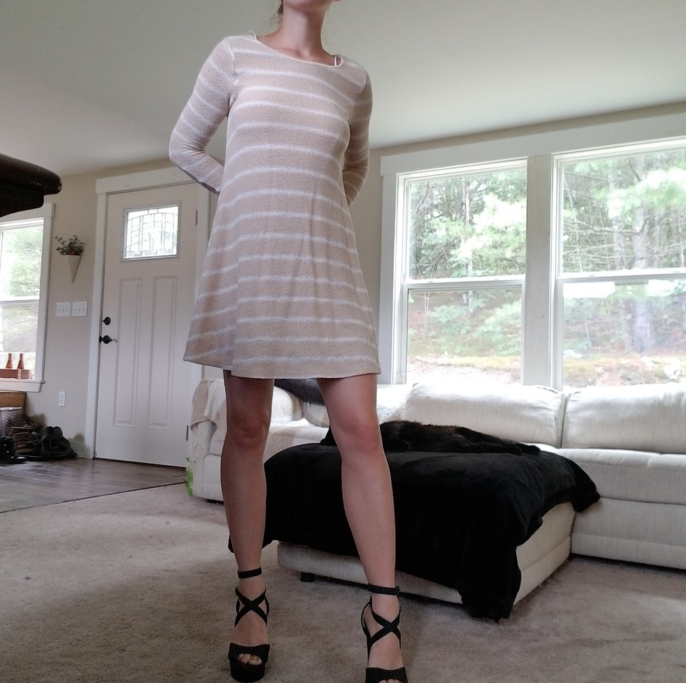 Sage- long sleeve sweater dress